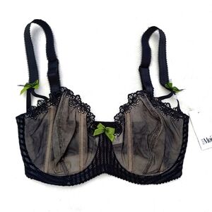 Pour Moi Divine Balconette Underwired Bra Black Size 30I NWT Sheer Lingerie Lace